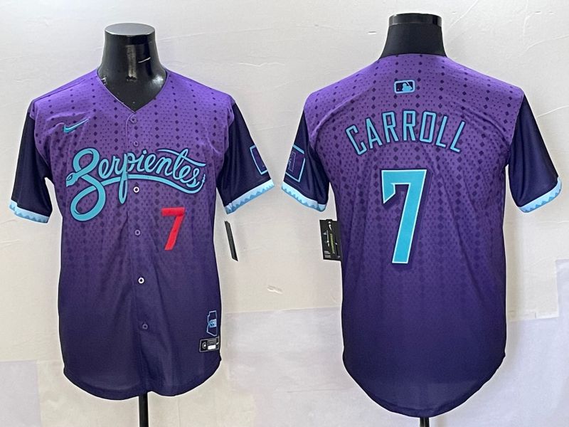 Men Arizona Diamondback #7 Carroll Purple Joint Name 2025 Nike MLB Jersey style 5->chicago cubs->MLB Jersey